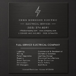 Electric Company Electrician Metallic Professional Visitkort