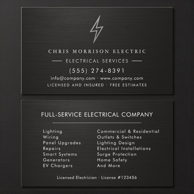Electric Company Electrician Metallic Professional Visitkort (Skapare uppladdad)
