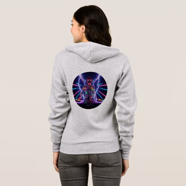 Electric DJ Vibe Fullt-Zip Hoodie ⚡ 🎧 T Shirt (Hel baksida)