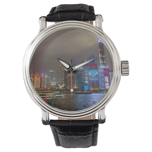 Electric Dreams - Futuristiska Shanghai Skyline, A Armbandsur (Framsida)