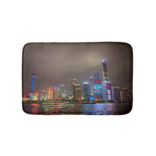 Electric Dreams - Futuristiska Shanghai Skyline, A Badrumsmatta