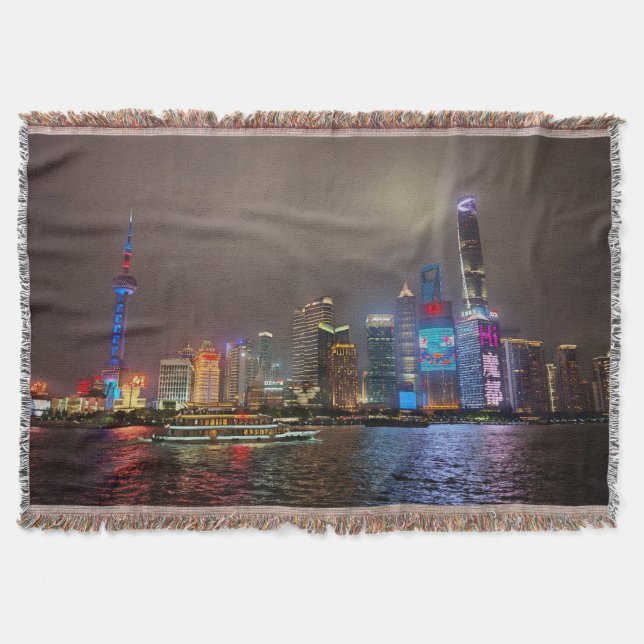 Electric Dreams - Futuristiska Shanghai Skyline, A Filt (Framsidan)