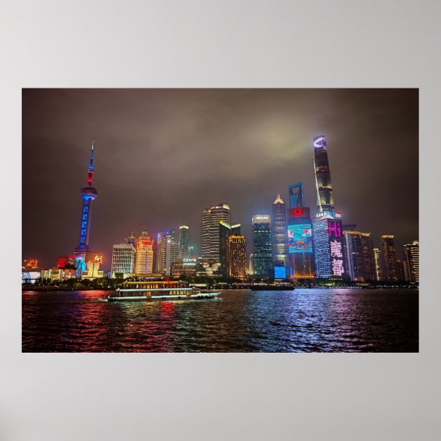 Electric Dreams - Futuristiska Shanghai Skyline, A Poster (Framsidan)