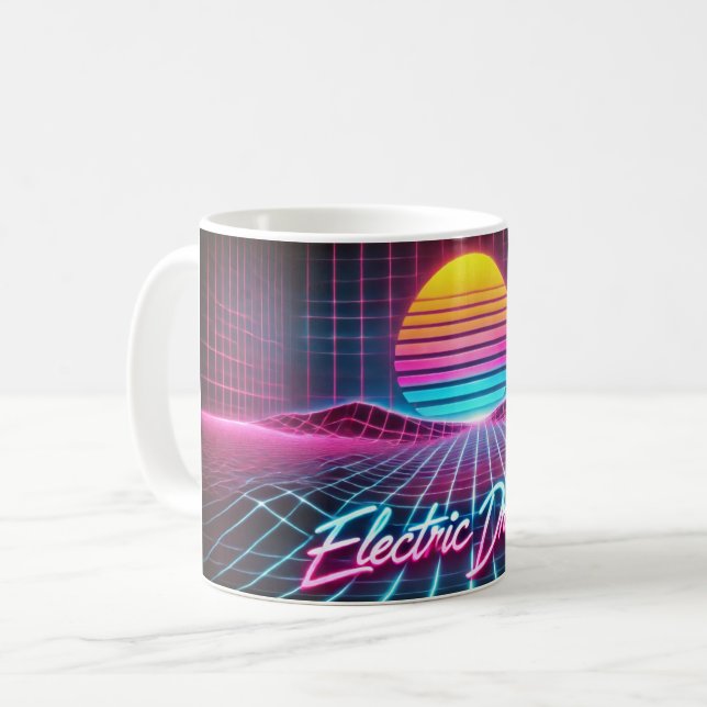 Electric Dreams Retro Neon Mugg - 80s-inspirerad (Framsida vänster)