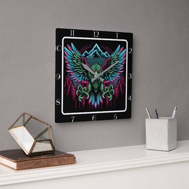 Electric Falcon Neon Fyrkantig Klocka (Kontor)