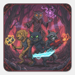 Electric Fantasy Animal Warrior Art Fyrkantigt Klistermärke