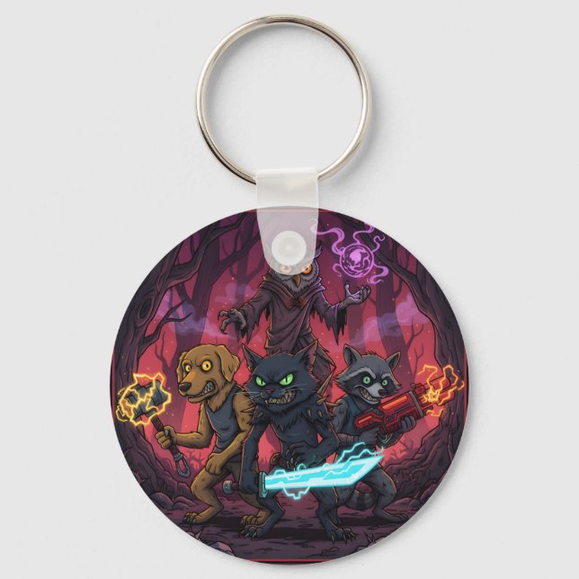 Electric Fantasy Animal Warrior Art Nyckelring (Framsida)