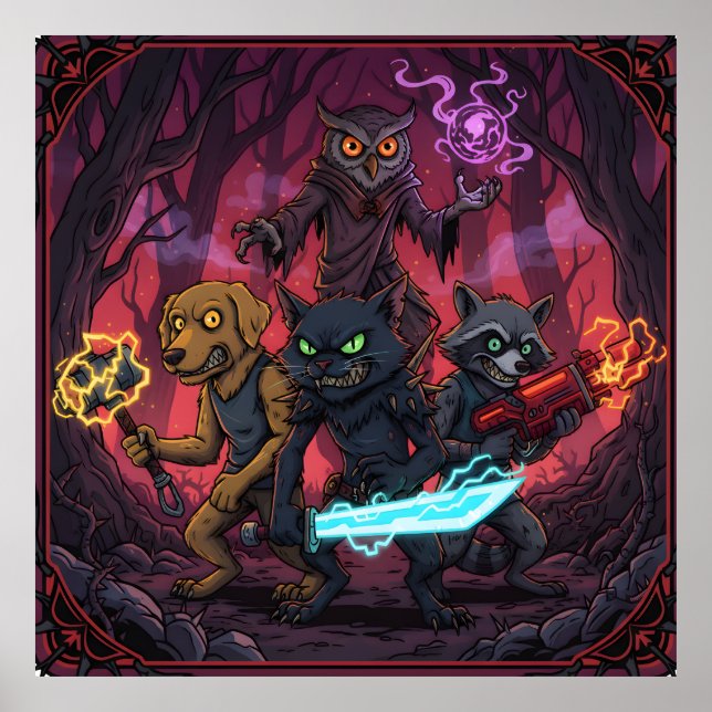 Electric Fantasy Animal Warrior Art Poster (Framsidan)