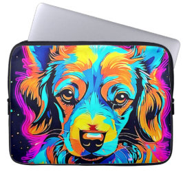 Electric Färg Pop Hund Art Laptop Fodral