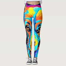 Electric Färg Pop Hund Art Leggings