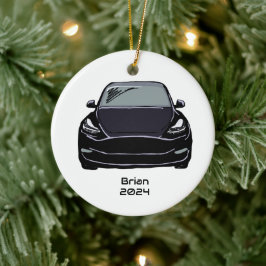 Electric Fordon SUV Black Hand plockade Sketch Julgransprydnad Keramik