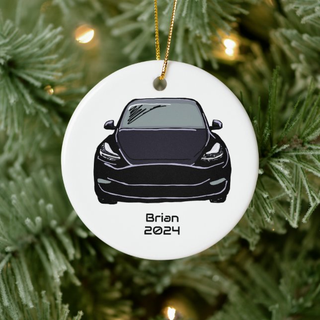 Electric Fordon SUV Black Hand plockade Sketch Julgransprydnad Keramik (Träd)