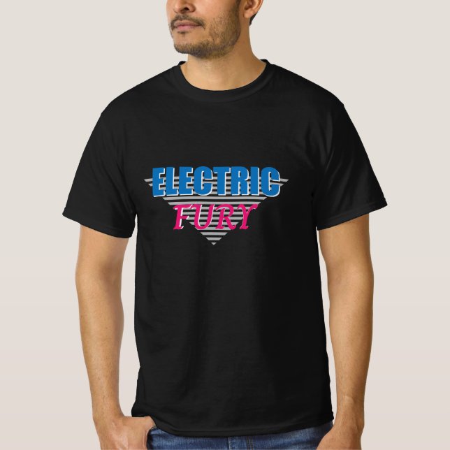 Electric Fury Synthwave Neon T Shirt (Framsida)