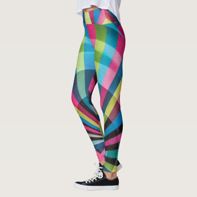 Electric Geometry Radio Waves & Sunrays Art Deco  Leggings (Vänster)