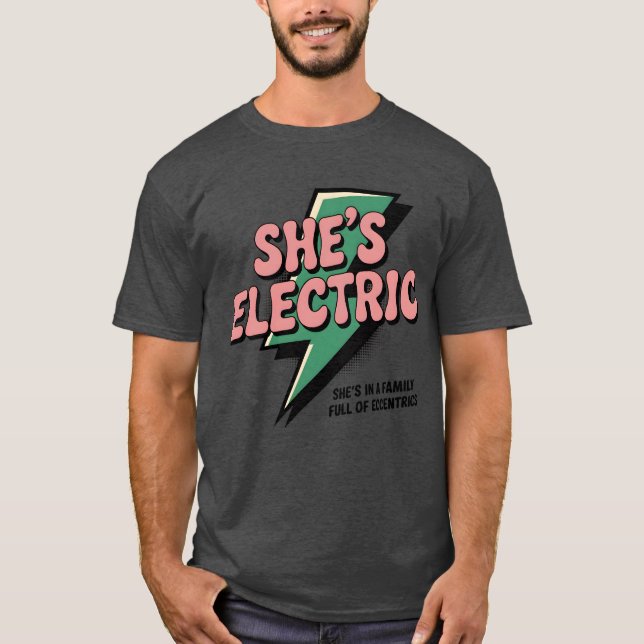 Electric Girl - Retro Lightning Bolt T Shirt (Framsida)