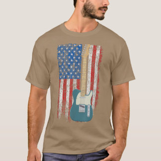 Electric Guitar American Flagga T Shirt