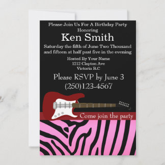 Electric Guitar Birthday bjudande nr 18 Inbjudningar