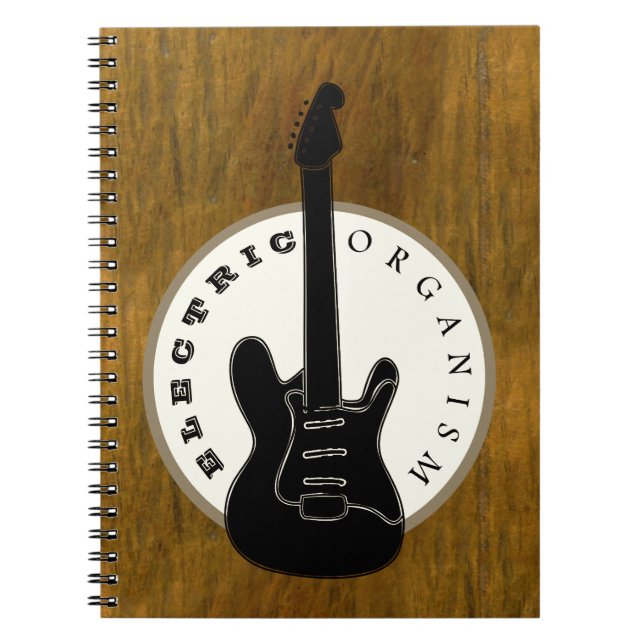Electric Guitar Black och Guld  Anteckningsbok Med Spiral (Framsidan)
