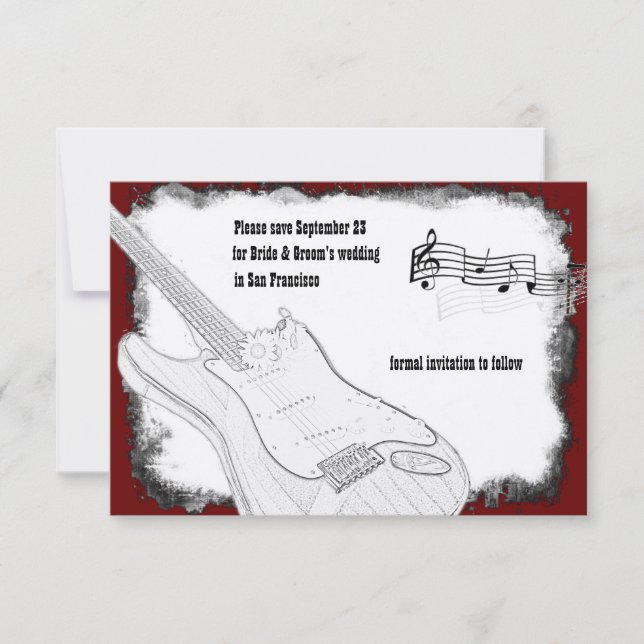 Electric Guitar Black White Music Spara Date Spara Datumet (Framsida)