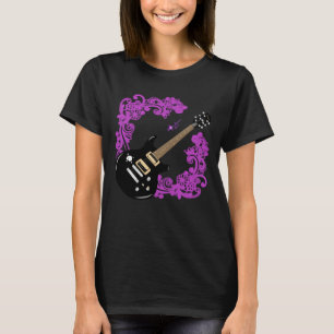 Electric Guitar Blommigt Swirl Spaghetti Straps Ta T Shirt