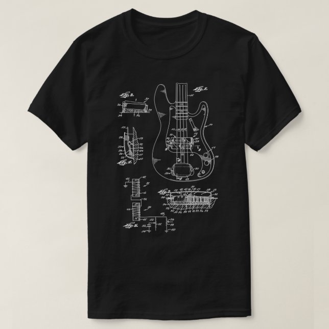 Electric Guitar Blueprint T Shirt (Design framsida)