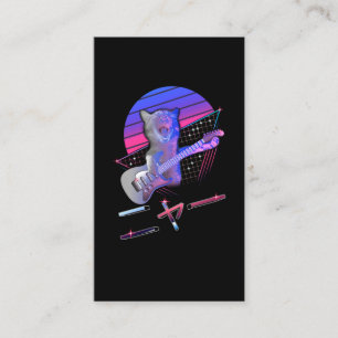 Electric Guitar Cat Vaporwave 80s 90-tal Music Äl Visitkort
