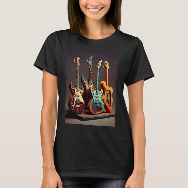 Electric Guitar Collection Cool Electric Guitars F T Shirt (Framsida)