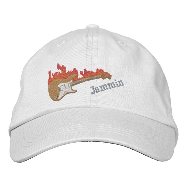 Electric Guitar Embroidered Cap Broderad Keps (Framsida)