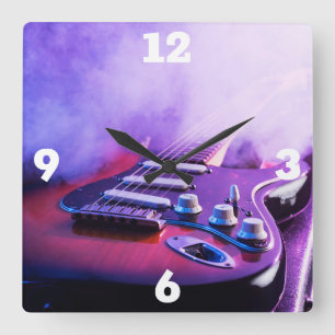 Electric Guitar Fyrkantig Klocka