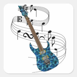 Electric Guitar Fyrkantigt Klistermärke
