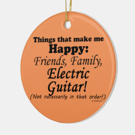 Electric Guitar gör mig Lycklig Julgransprydnad Keramik