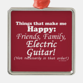 Electric Guitar gör mig Lycklig Julgransprydnad Metall