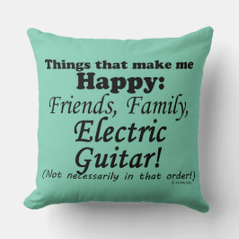 Electric Guitar gör mig Lycklig Kudde