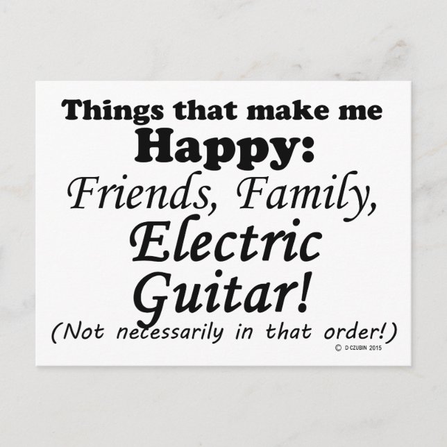Electric Guitar gör mig Lycklig Vykort (Framsida)