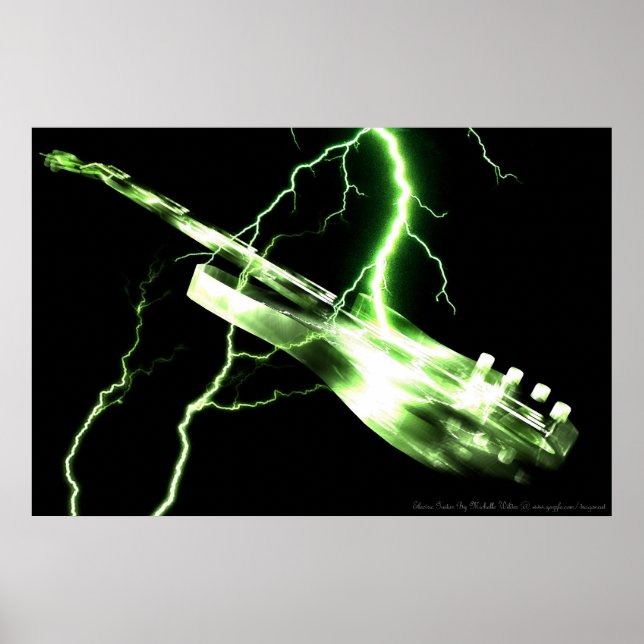 ELECTRIC GUITAR-grönt Poster (Framsidan)