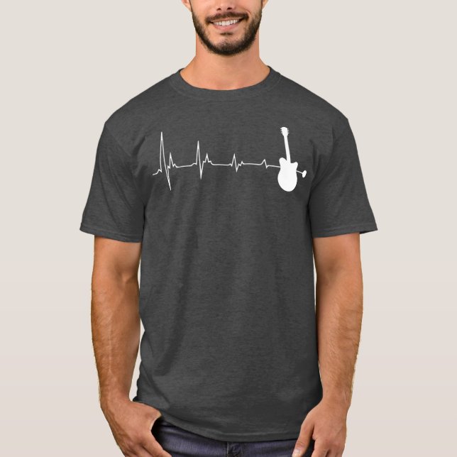 Electric Guitar Heartslag Vintage Guitar Player T Shirt (Framsida)
