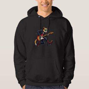Electric Guitar Kitten Music Älskare Sten Guitaris Hoodie