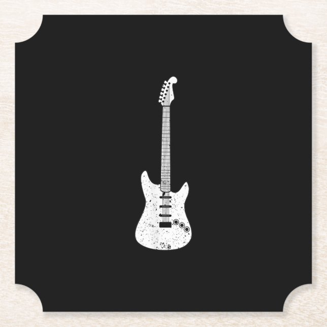 Electric Guitar Med Guitarist Musician Player Underlägg Papper (Framsida)