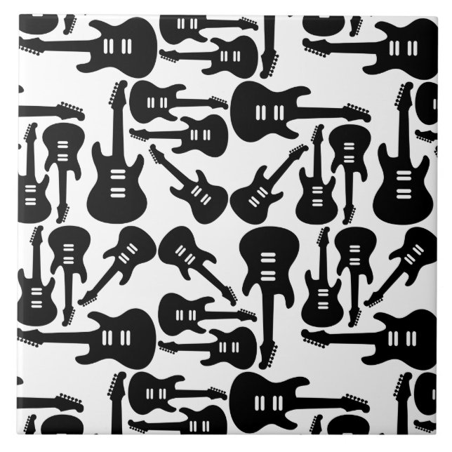 Electric Guitar Mönster Music Thed ANPASSNINGSBAR  Kakelplatta (Framsidan)