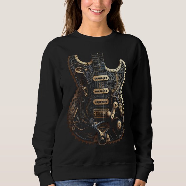 Electric guitar music instrument Graphic steampunk T Shirt (Framsida)