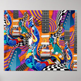 Electric Guitar Music Pop Art 60's Jokers Vild Poster