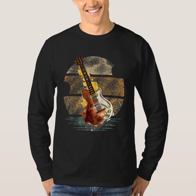 Electric Guitar Musical Artist Guitarist Sunset T Shirt (Framsida)