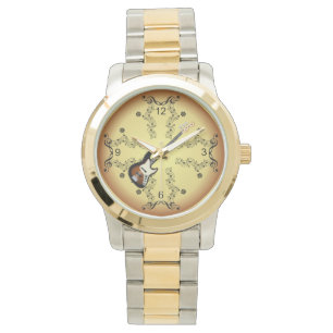 Electric Guitar~Musical Rulla~Golden Background ~ Armbandsur