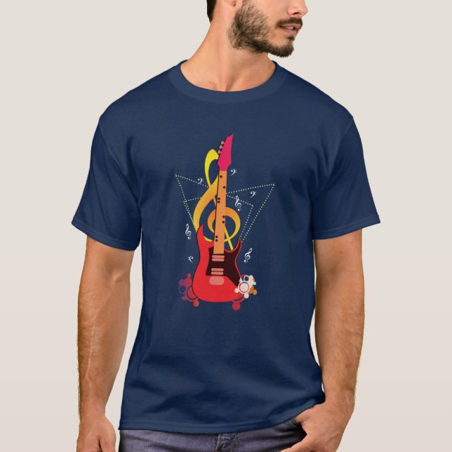 Electric Guitar Musician T Shirt (Framsida)