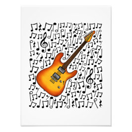 Electric Guitar Musik noter Guitarist Musician Fototryck