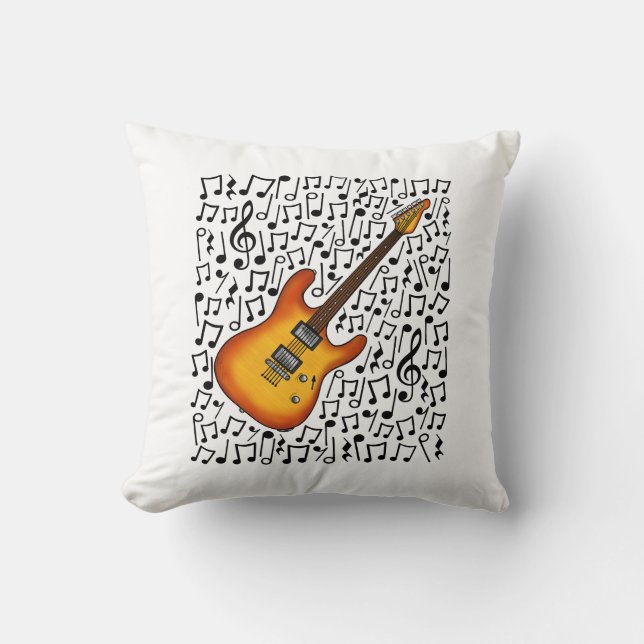 Electric Guitar Musik noter Guitarist Musician Kudde (Framsida)