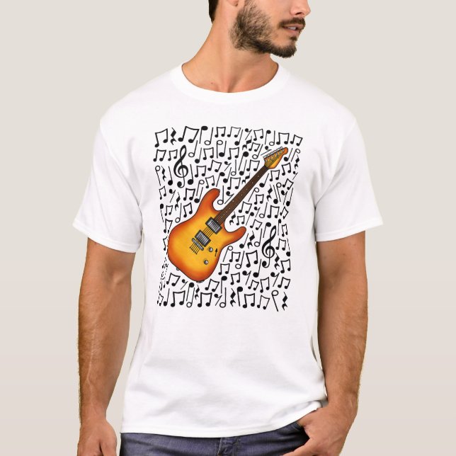 Electric Guitar Musik noter Guitarist Musician T Shirt (Framsida)