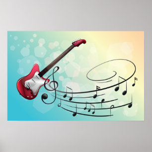 Electric Guitar Musik noter Poster