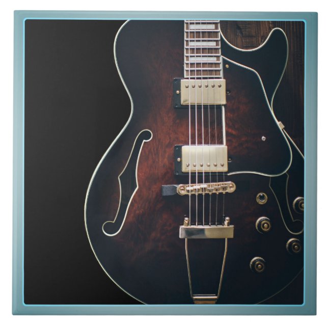 Electric Guitar On Black Kakelplatta (Framsidan)