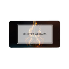 Electric guitar on fire adressetikett